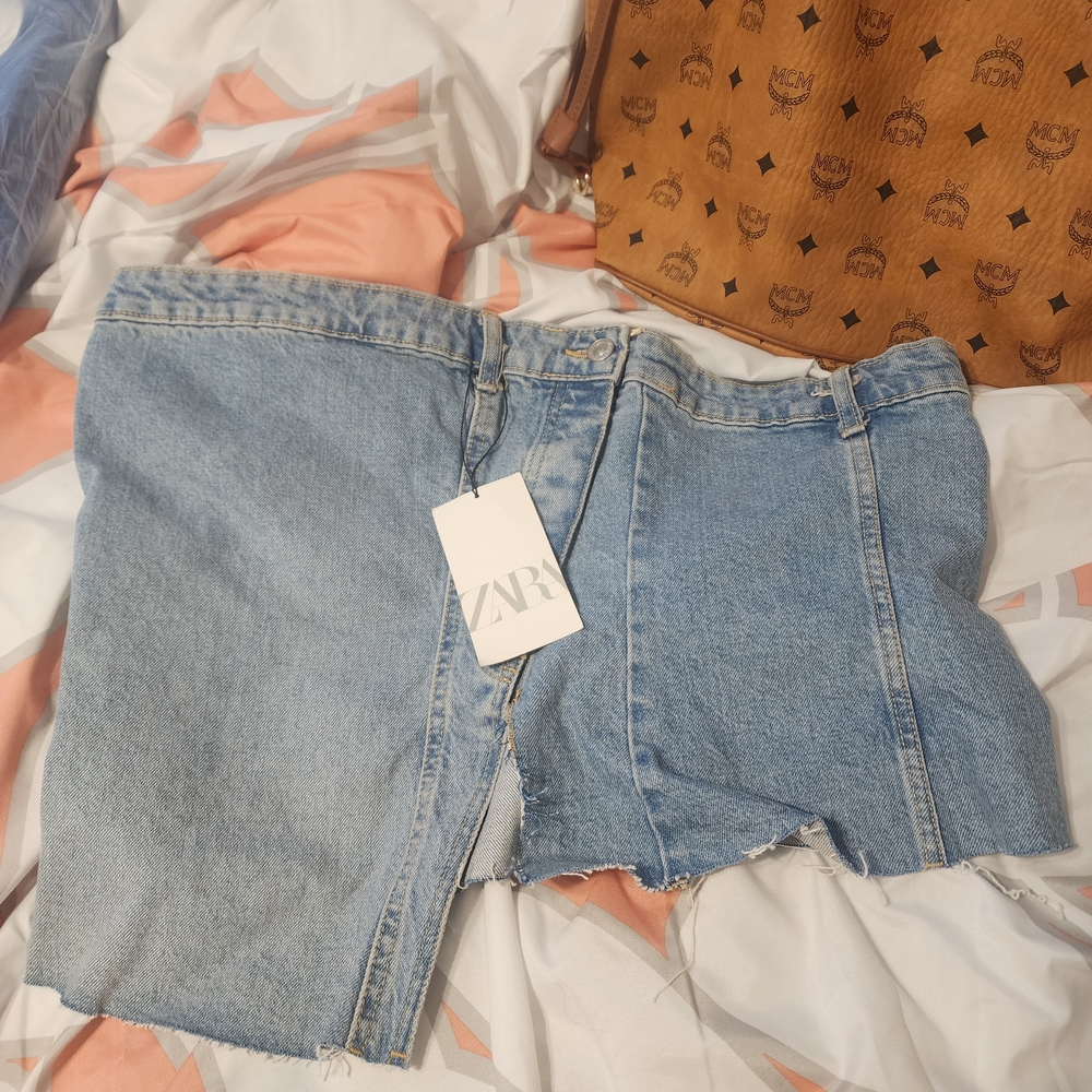 Zara Women's Light Blue Jean Top